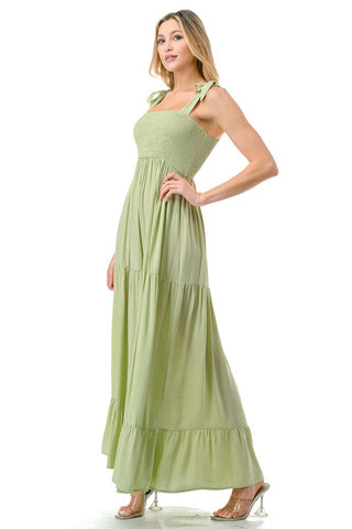 Women Smocked Top with Tiered Bottom Maxi Dress *Online Only* - Premium  at Lonnys NY - Just $50.88! Shop Womens clothing now