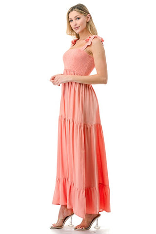 Women Smocked Top with Tiered Bottom Maxi Dress *Online Only* - Premium  at Lonnys NY - Just $50.88! Shop Womens clothing now