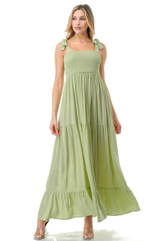 Women Smocked Top with Tiered Bottom Maxi Dress *Online Only* - Premium  at Lonnys NY - Just $50.88! Shop Womens clothing now