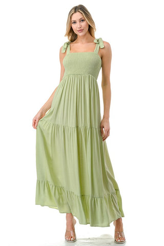 Women Smocked Top with Tiered Bottom Maxi Dress *Online Only* - Premium  at Lonnys NY - Just $50.88! Shop Womens clothing now