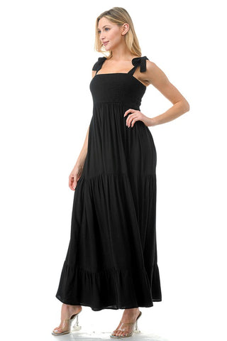 Women Smocked Top with Tiered Bottom Maxi Dress *Online Only* - Premium  at Lonnys NY - Just $50.88! Shop Womens clothing now