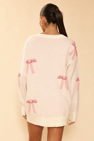 All over bow knit cardigan *Online Only* - Premium  at Lonnys NY - Just $64.68! Shop Womens clothing now