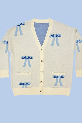 All over bow knit cardigan *Online Only* - Premium  at Lonnys NY - Just $64.68! Shop Womens clothing now
