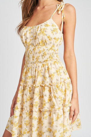 Floral Spaghetti Strap Dress with Smocked Waist *Online Only* - Premium dresses at Lonnys NY - Just $75! Shop Womens clothing now