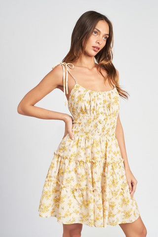 Floral Spaghetti Strap Dress with Smocked Waist *Online Only* - Premium dresses at Lonnys NY - Just $75! Shop Womens clothing now