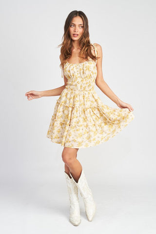 Floral Spaghetti Strap Dress with Smocked Waist *Online Only* - Premium dresses at Lonnys NY - Just $75! Shop Womens clothing now