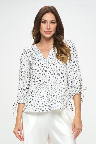 Made in USA Print Top with Self Tie Sleeves *Online Only* - Premium  at Lonnys NY - Just $75! Shop Womens clothing now