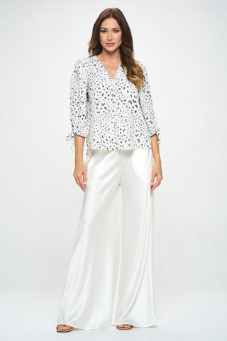 Made in USA Print Top with Self Tie Sleeves *Online Only* - Premium  at Lonnys NY - Just $75! Shop Womens clothing now
