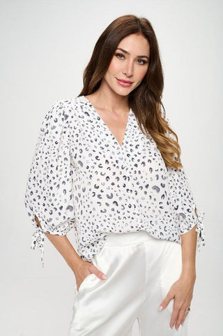 Made in USA Print Top with Self Tie Sleeves *Online Only* - Premium  at Lonnys NY - Just $75! Shop Womens clothing now