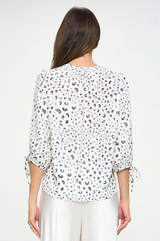 Made in USA Print Top with Self Tie Sleeves *Online Only* - Premium  at Lonnys NY - Just $75! Shop Womens clothing now