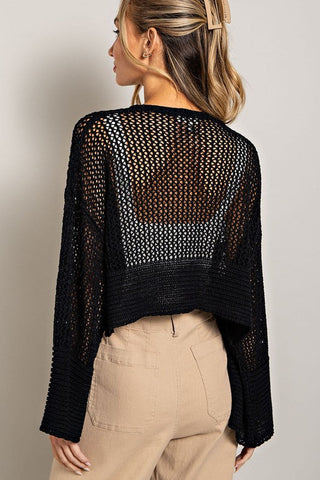 Eyelet Knit Cardigan *Online Only* - Premium  at Lonnys NY - Just $63! Shop Womens clothing now