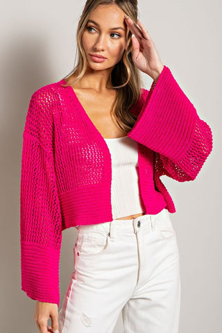 Eyelet Knit Cardigan *Online Only* - Premium  at Lonnys NY - Just $63! Shop Womens clothing now