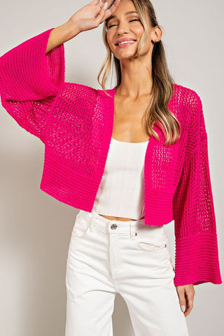 Eyelet Knit Cardigan *Online Only* - Premium  at Lonnys NY - Just $63! Shop Womens clothing now