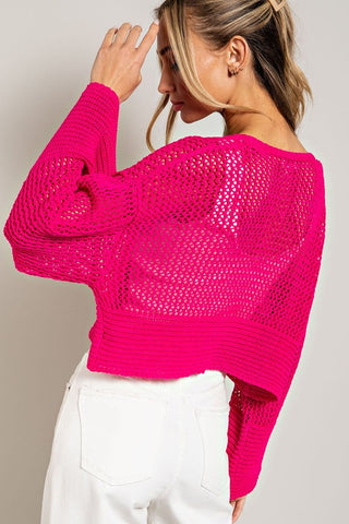 Eyelet Knit Cardigan *Online Only* - Premium  at Lonnys NY - Just $63! Shop Womens clothing now