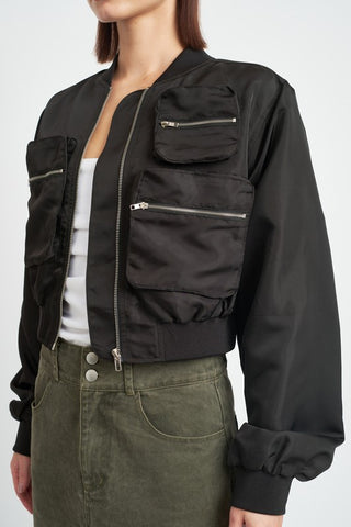 CROPPED BOMBER JACKET *Online Only* - Premium  at Lonnys NY - Just $104! Shop Womens clothing now