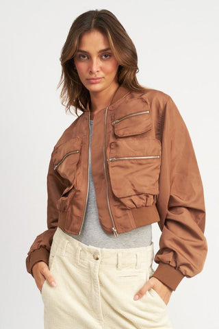 CROPPED BOMBER JACKET *Online Only* - Premium  at Lonnys NY - Just $104! Shop Womens clothing now