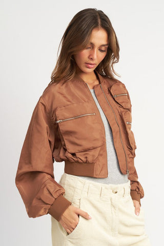 CROPPED BOMBER JACKET *Online Only* - Premium  at Lonnys NY - Just $104! Shop Womens clothing now