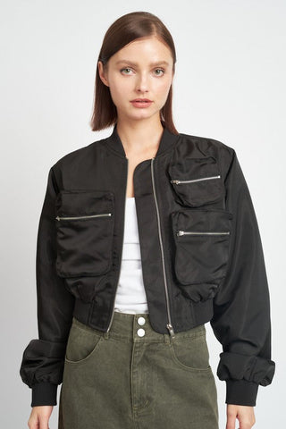 CROPPED BOMBER JACKET *Online Only* - Premium  at Lonnys NY - Just $104! Shop Womens clothing now