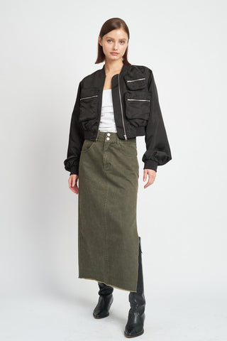 CROPPED BOMBER JACKET *Online Only* - Premium  at Lonnys NY - Just $104! Shop Womens clothing now