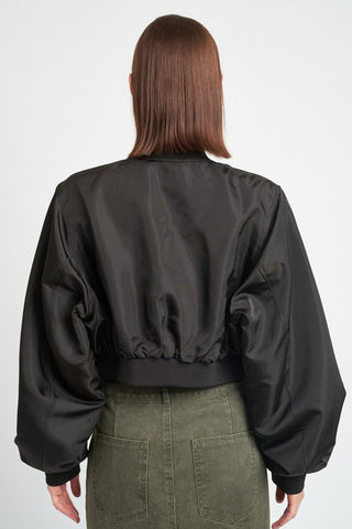 CROPPED BOMBER JACKET *Online Only* - Premium  at Lonnys NY - Just $104! Shop Womens clothing now