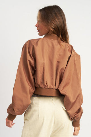 CROPPED BOMBER JACKET *Online Only* - Premium  at Lonnys NY - Just $104! Shop Womens clothing now