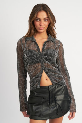 Sheer Button Down Nova Top *Online Only* - Premium clothing at Lonnys NY - Just $58! Shop Womens clothing now