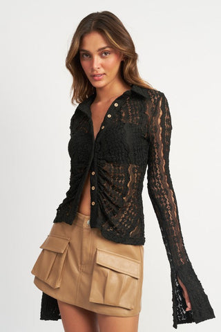 BELL SLEEVE LACE TOP *Online Only* - Premium  at Lonnys NY - Just $61.75! Shop Womens clothing now