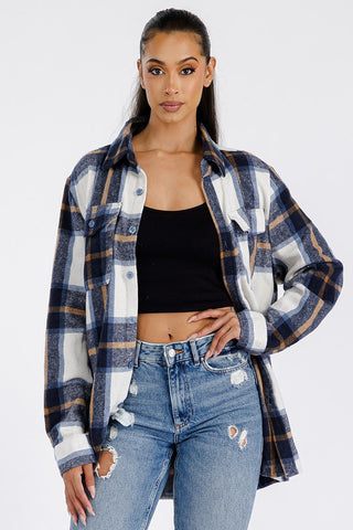 Boyfriend Oversized Soft Flannel Shacket *Online Only* - Premium Shirts & Tops at Lonnys NY - Just $55! Shop Womens clothing now