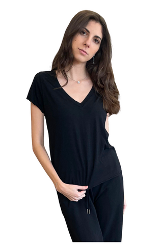 Mila Ava S/S V Neck Top - Premium Shirts & Tops at Lonnys NY - Just $70! Shop Womens clothing now