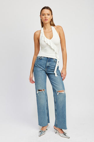 Ruffle Halter Top *Online Only* - Premium clothing at Lonnys NY - Just $41! Shop Womens clothing now
