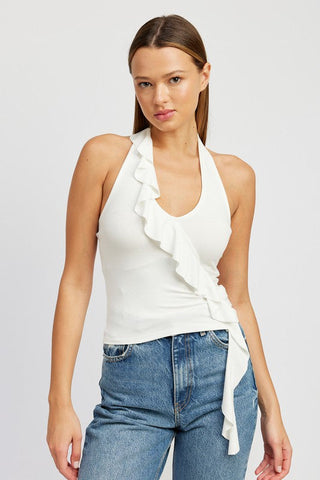Ruffle Halter Top *Online Only* - Premium clothing at Lonnys NY - Just $41! Shop Womens clothing now