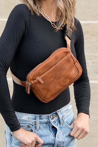 Presly Vegan Leather Everywhere Sling Belt Bag *Online Only* - Premium clothing at Lonnys NY - Just $43! Shop Womens clothing now