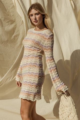 Round Neck Bell Sleeve Sweater Dress  *Online Only* - Premium dresses at Lonnys NY - Just $72! Shop Womens clothing now