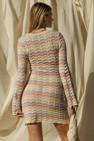 Round Neck Bell Sleeve Sweater Dress  *Online Only* - Premium dresses at Lonnys NY - Just $72! Shop Womens clothing now