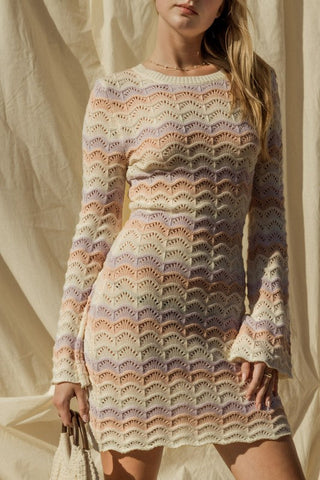 Round Neck Bell Sleeve Sweater Dress  *Online Only* - Premium dresses at Lonnys NY - Just $72! Shop Womens clothing now