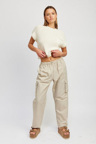 STRAIGHT LEG PANTS WITH ELASTIC WAIST BAND *Online Only* - Premium  at Lonnys NY - Just $90! Shop Womens clothing now