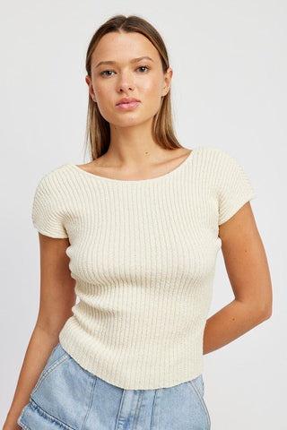 CAP SLEEVE TOP WITH OPEN BACK *Online Only* - Premium Shirts & Tops at Lonnys NY - Just $74! Shop Womens clothing now