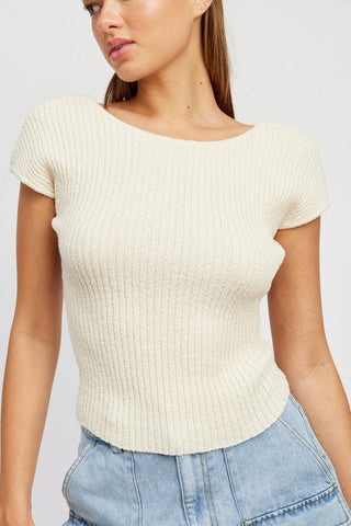 CAP SLEEVE TOP WITH OPEN BACK *Online Only* - Premium Shirts & Tops at Lonnys NY - Just $74! Shop Womens clothing now