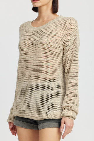 CROCHET LONG SLEEVE TOP *Online ONLY* - Premium silk top at Lonnys NY - Just $63! Shop Womens clothing now