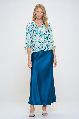 Made in USA Flower Print V neck Top *Online Only* - Premium  at Lonnys NY - Just $60! Shop Womens clothing now