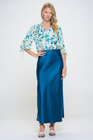 Made in USA Flower Print V neck Top *Online Only* - Premium  at Lonnys NY - Just $60! Shop Womens clothing now
