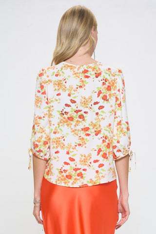 Made in USA Flower Print V neck Top *Online Only* - Premium  at Lonnys NY - Just $80! Shop Womens clothing now