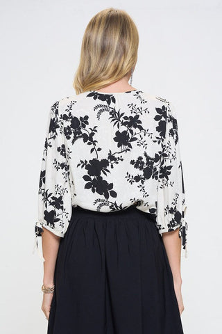Flower Print V neck Top *Online Only* - Premium  at Lonnys NY - Just $90! Shop Womens clothing now