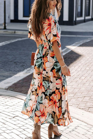 Floral Midi Slit Dress  *Online Only* - Premium dresses at Lonnys NY - Just $60! Shop Womens clothing now