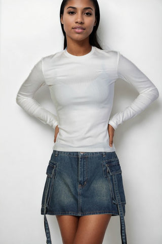 Ribbed Round Neck Long Sleeve Top - Premium  at Lonnys NY - Just $32! Shop Womens clothing now