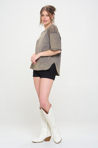 Fishnet Shoulder T-Shirt *Online Only* - Premium clothing at Lonnys NY - Just $85! Shop Womens clothing now