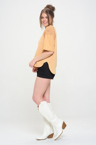 Fishnet Shoulder T-Shirt *Online Only* - Premium clothing at Lonnys NY - Just $85! Shop Womens clothing now