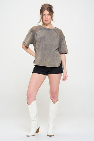 Fishnet Shoulder T-Shirt *Online Only* - Premium clothing at Lonnys NY - Just $85! Shop Womens clothing now