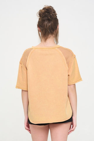 Fishnet Shoulder T-Shirt *Online Only* - Premium clothing at Lonnys NY - Just $85! Shop Womens clothing now