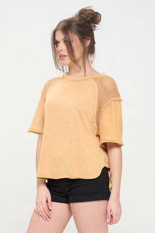 Fishnet Shoulder T-Shirt *Online Only* - Premium clothing at Lonnys NY - Just $85! Shop Womens clothing now